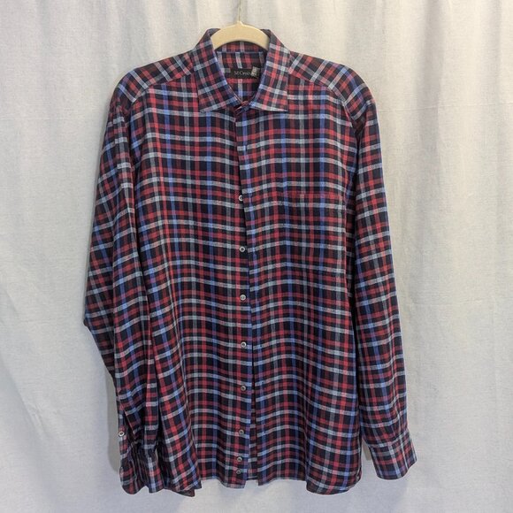 St. Croix Size Large Blue/Red Checkered Button Down 100% Linen - Picture 1 of 13